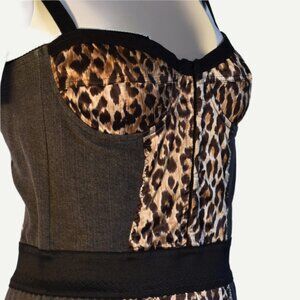 D&G Leopard Print Denim Bustier Dress (Pre-loved)